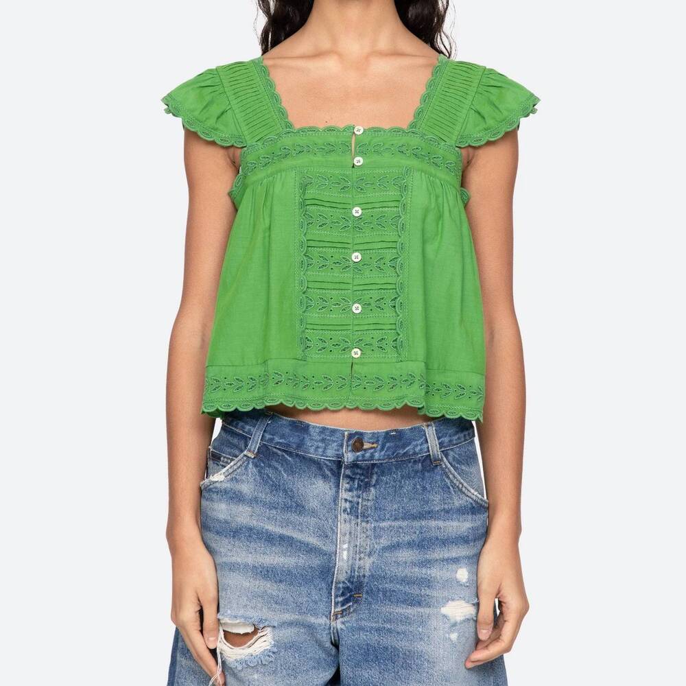 NEW SEA eliza top in green